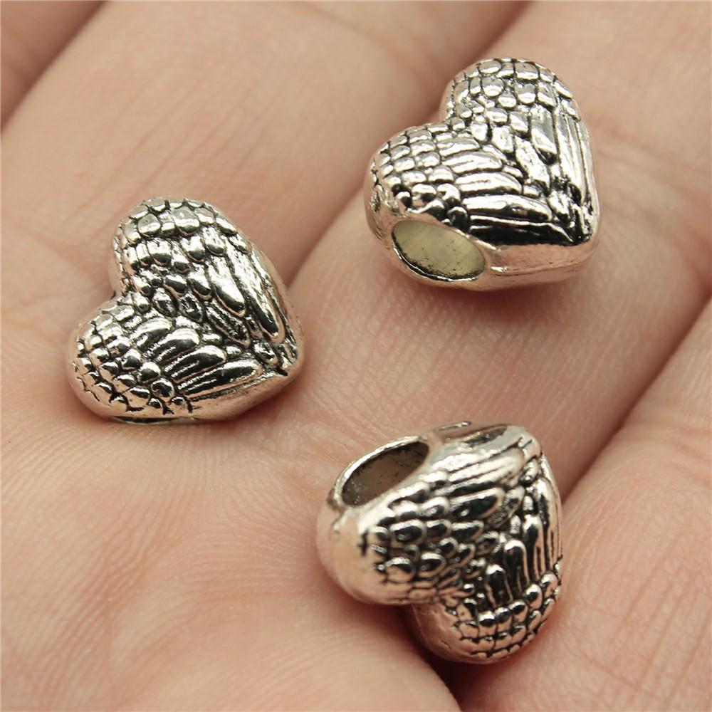 10pcs Heart Charms For Jewelry Making Antique Bronze Silver Color DIY Crafts Making Findings Handmade Tibetan Jewelry