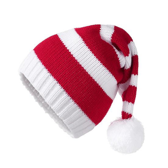 Santa Hat for Adults Kids Winter Knitted Christmas Hat Xmas Party Skull Cap with Pompom for Men Women
