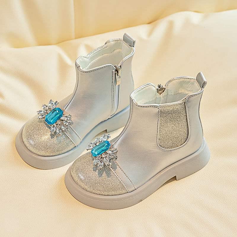 2025 Dívčí křišťálové kotníkové boty - Fleecem podšité boty s měkkou podrážkou pro malé princezny