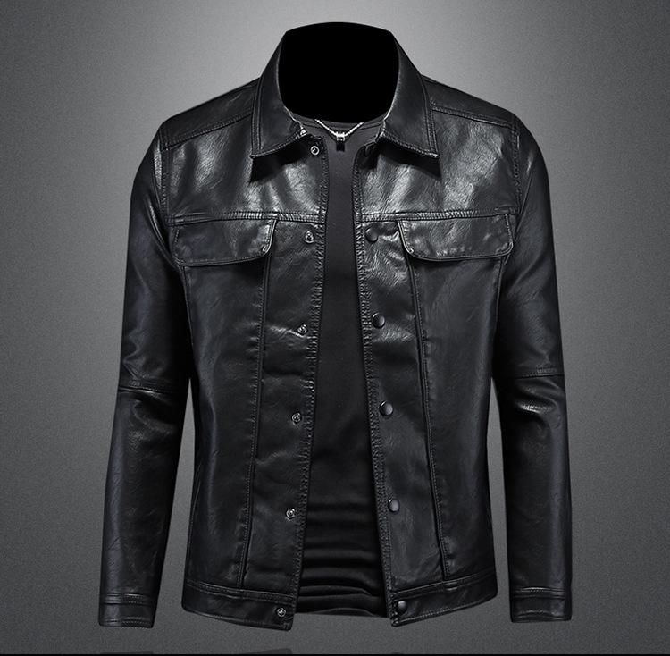 Autumn new men's leather jacket slim casual simple teen PU leather jacket men's jacket top