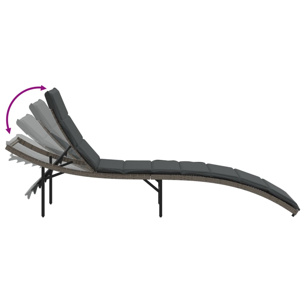 Vidaxl Sun Loungers with Table, 2 Pcs, Grey, Poly Rattan