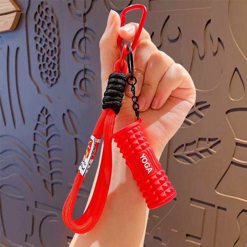 Mini Foam Roller Fitness Keychain Silicone Gym Workout Gifts Outdoor Backpack Pendant Gym-Lockers Decoration For Gym Lovers