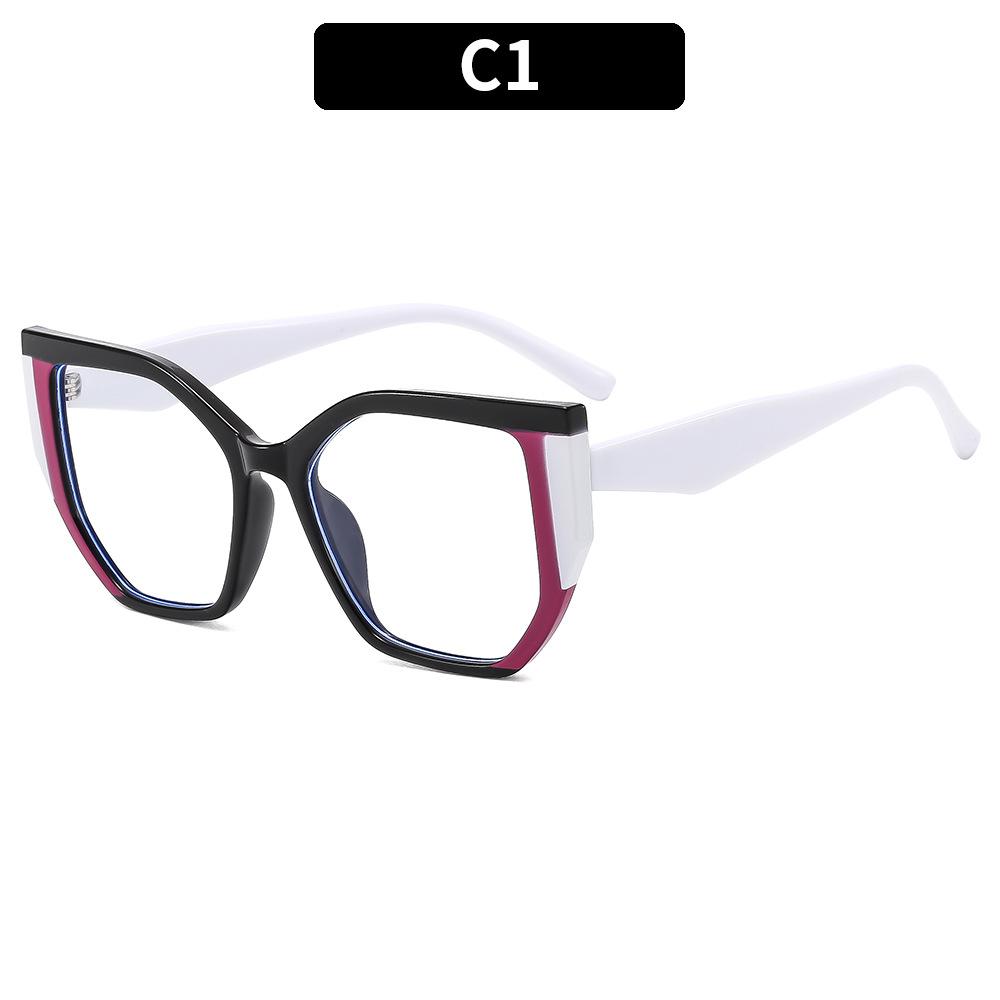 New Fashion Printing Anti-blue Presbyopic Glasses Elderly Spring Leg Oversized Eyeglasses Pink Leopard Polygon Square Glasses +1