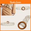 Cotton Retro Linen Belt Women Handmade Woven Waistband Round Wooden Buckle Dress