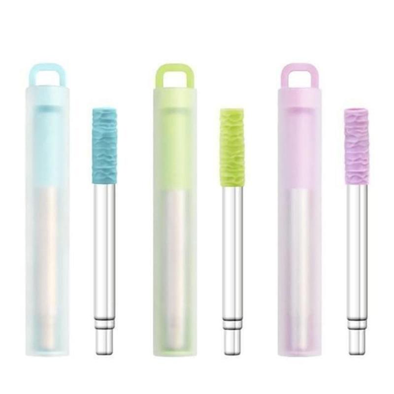 Portables Foldable Straws Suit Birthday Stainless Steel Useful Milk Straws for Travel Homes Office