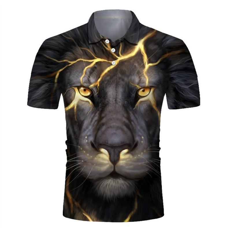 Tribal Wolf Print Short Sleeve Polo Shirt, Stylish Casual Fashion Top