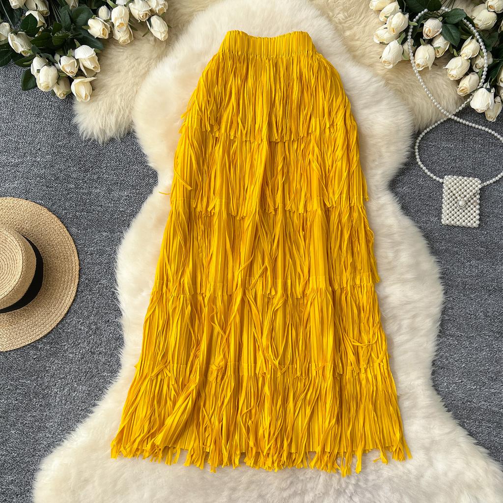 Sommer Damen Quaste Büro Arbeit Lang Midi Slim Bodycon Bleistiftrock