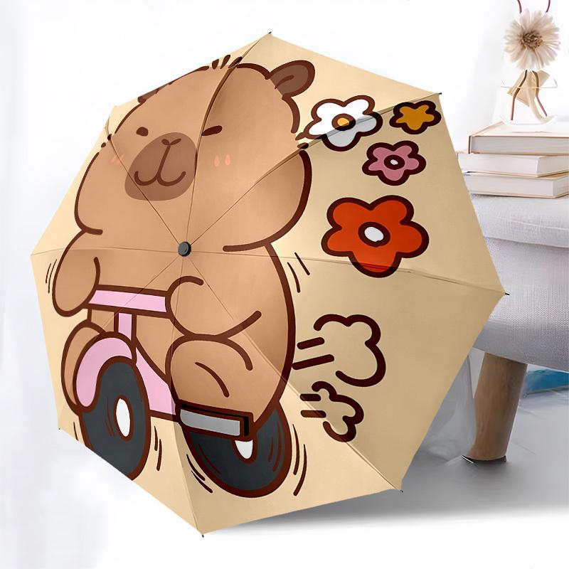 Cute Capybara Automatic Folding umbrella Compact 8 rib Design, Unique Style, Suitable for Everyday Outdoor Use, Perfect Gift for Friends and
