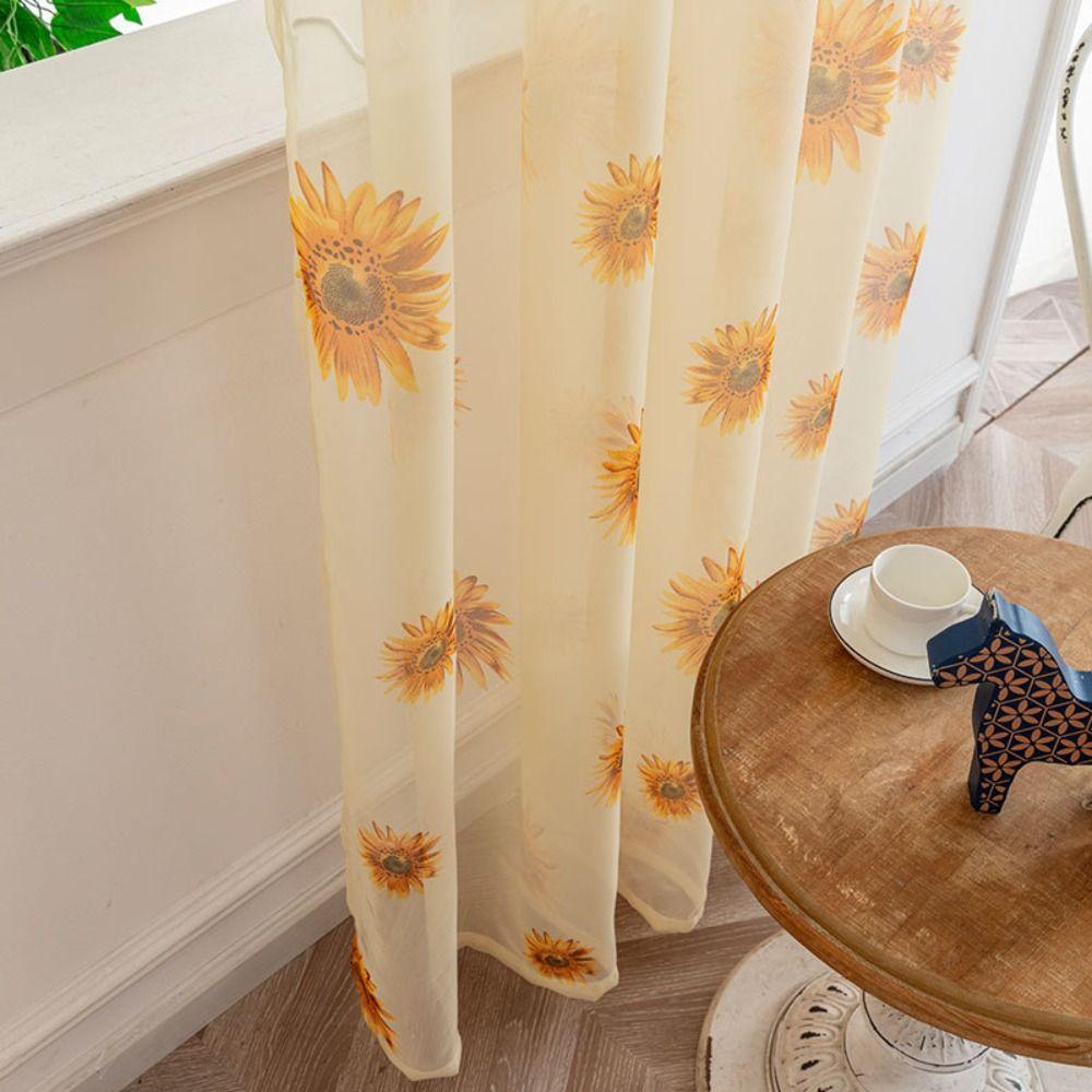 Romantischer transparenter Vorhang Gaze Fenstervorhänge Moderne Sonnenblume Tüllvorhänge Schlafzimmer