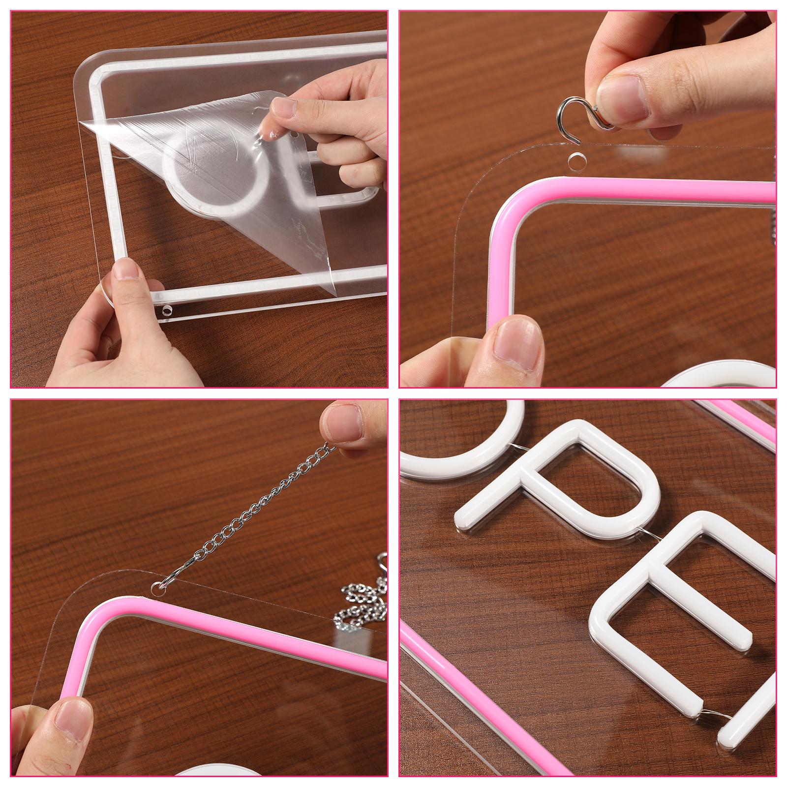 

1Set Decorative LED Open Sign High Visibility Illuminated Commercial Door Sign for Business Window Wall Display with Dimmer синій