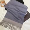 Autumn and winter double-line water ripple 100 cashmere scarf women's light luxury high-end narrow scarf warm versatile shawl