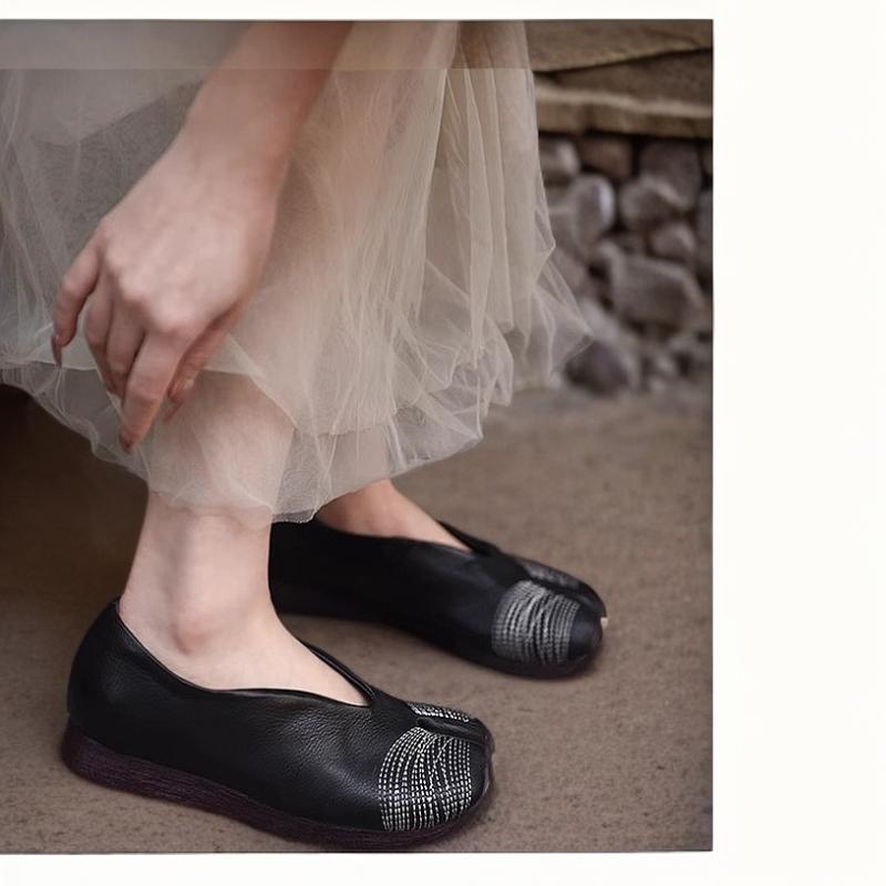 Women Genuine Leather Tabi Flats Woman Split Toe Pig Hoof Shoes Black Outdoor Walking Loafer Mary Janes Ballet Trainers Footwear