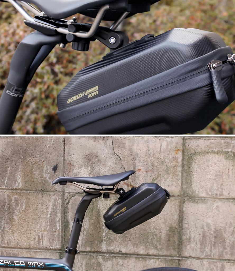 GORIX Waterproof Saddle Bag for Road Bikes, Compact Hard Shell, Bicycle Bag, Smartphone Storage, Rear Bag, Cross Bike (Active S7)