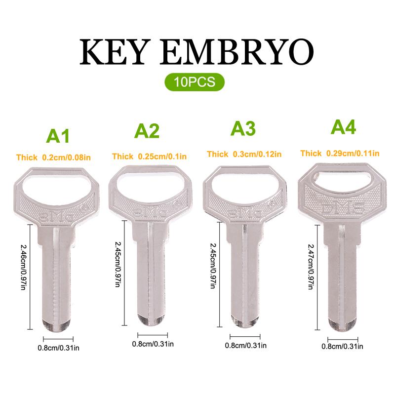 10Pcs Key Embryo Middle Slot Small Square Computer Punching Dms Key Blank Fingerprint Lock Password Lock Blank