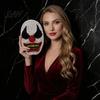 Clown Cosplay Mask Halloween Rhinestone Mask, Creepy Joker Full Face Sparkling Scary for Masquerade Costume Party
