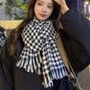 Autumn Winter Scarf Classic Tassel Scarf Plaid Print Tassel Trim Scarf Thick Warm Shawl Versatile Long Wrap For Women Autumn