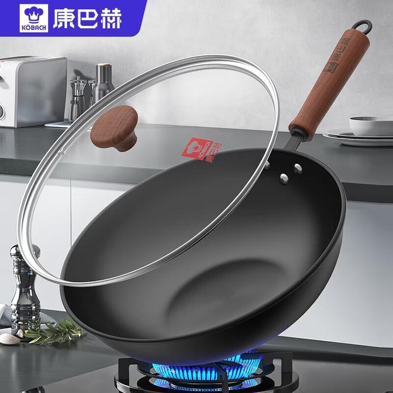 KOBACH 34cm Cast Iron Flat-Bottom Wok