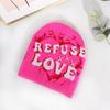 Cap Knit Unisex With Letter And Heart Embroidery Design For Fall Fashion Street