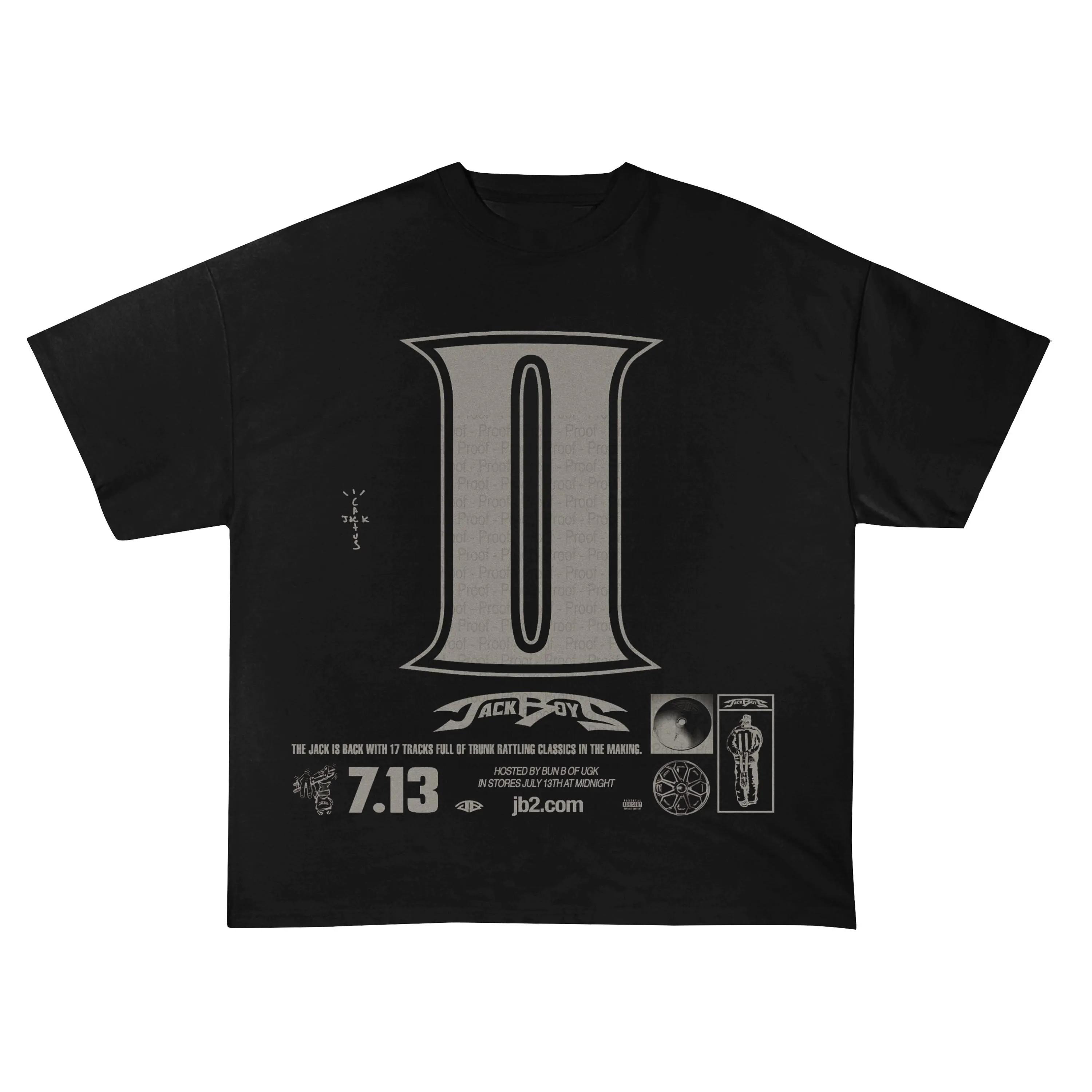 Travis Scott JackBoys 2 Album Graphic Cotton Shirt Men Retro Fashion 2026 Summer Hip Hop Unisex Short Sleeve Tshirt S