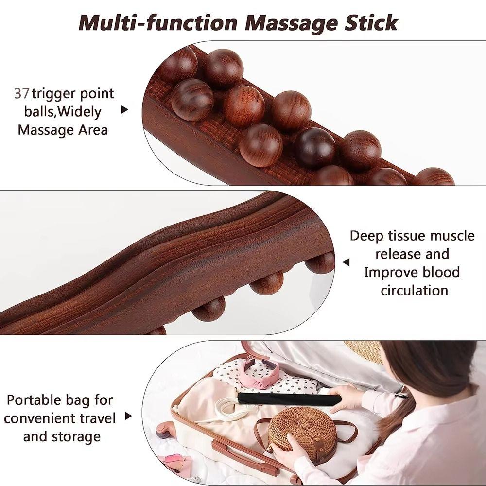 Durable 37 Beads Body Massaging Stick Universal Handheld Acupoint Massager Relax Therapy Massage Tool Back Scraping Stick