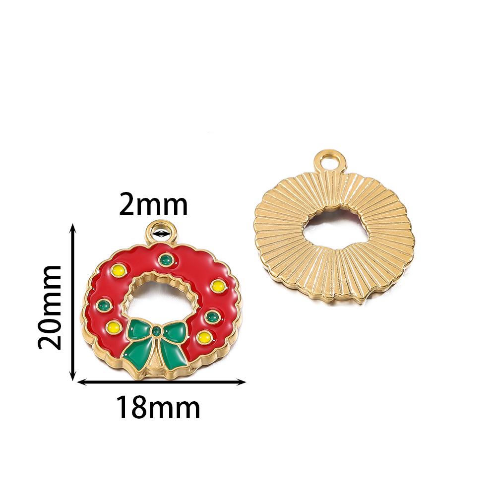 1pcs Stainless Steel Christmas Charms Gold Color Santa Claus Christmas Tree Enamel Pendants For DIY Earrings Necklaces Making