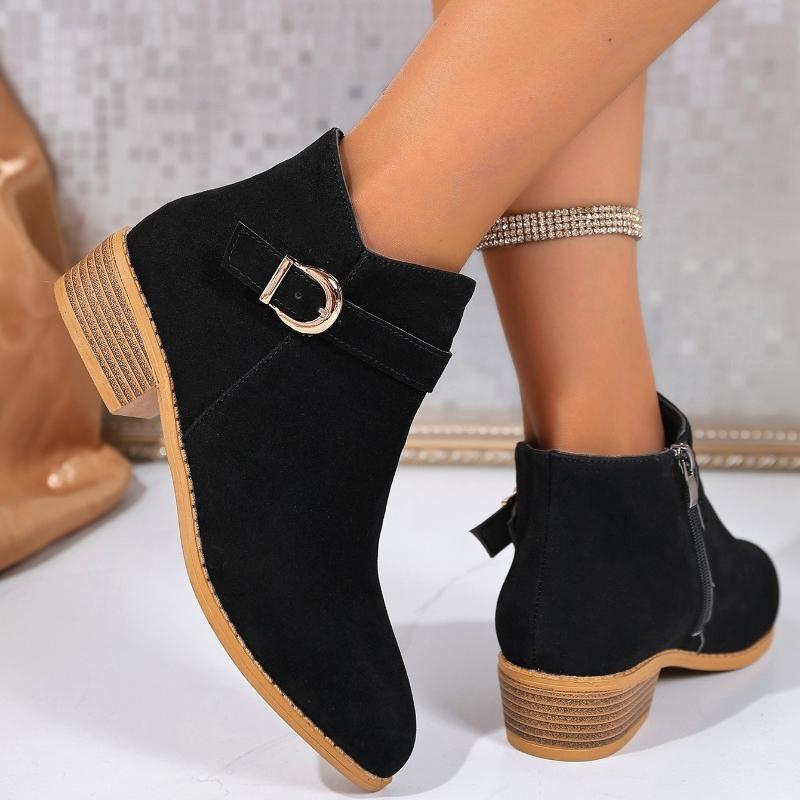 

Осень Новая Мода Большой Размер Корейская Версия Темперамент Нишевый Дизайн Тренд Острый Замшевый Универсальный Толстый Каблук И Ботильоны 37