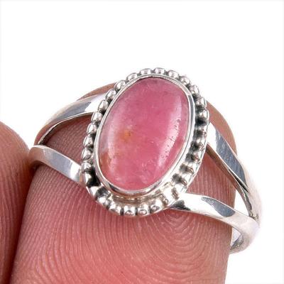 Natural Rhodochrosite Gemstone 925 Solid Sterling Silver Jewelry Ring S.7 P5Q19
