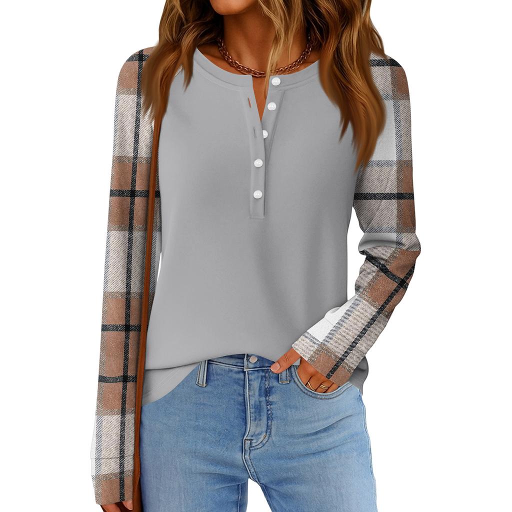 Damenmode Locker Langarm Rundhals Casual Oberteil