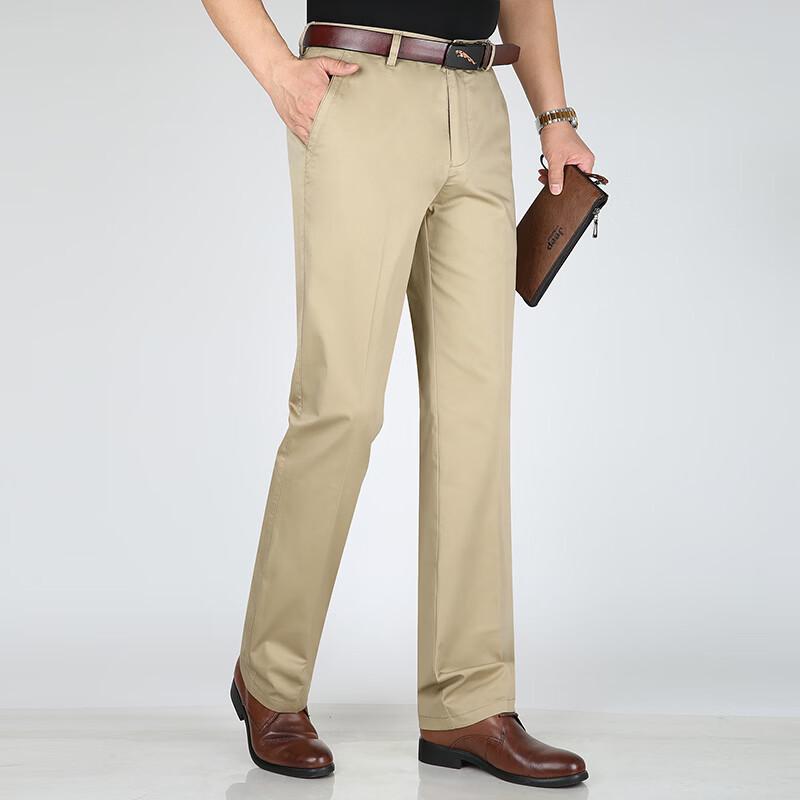 ROMON Men's Loose Straight Leg Cotton Blend Casual Pants