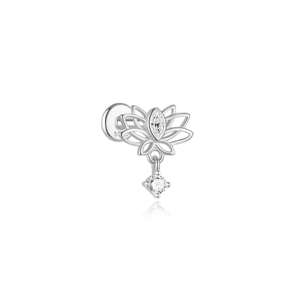 CANNER 1PZ Occhio di Cavallo Testa Piatta Filettato Perforazione Osso Auricolare Donna Argento 925 Ins Stella Fiore Geometria Zircone Orecchino a Lobo