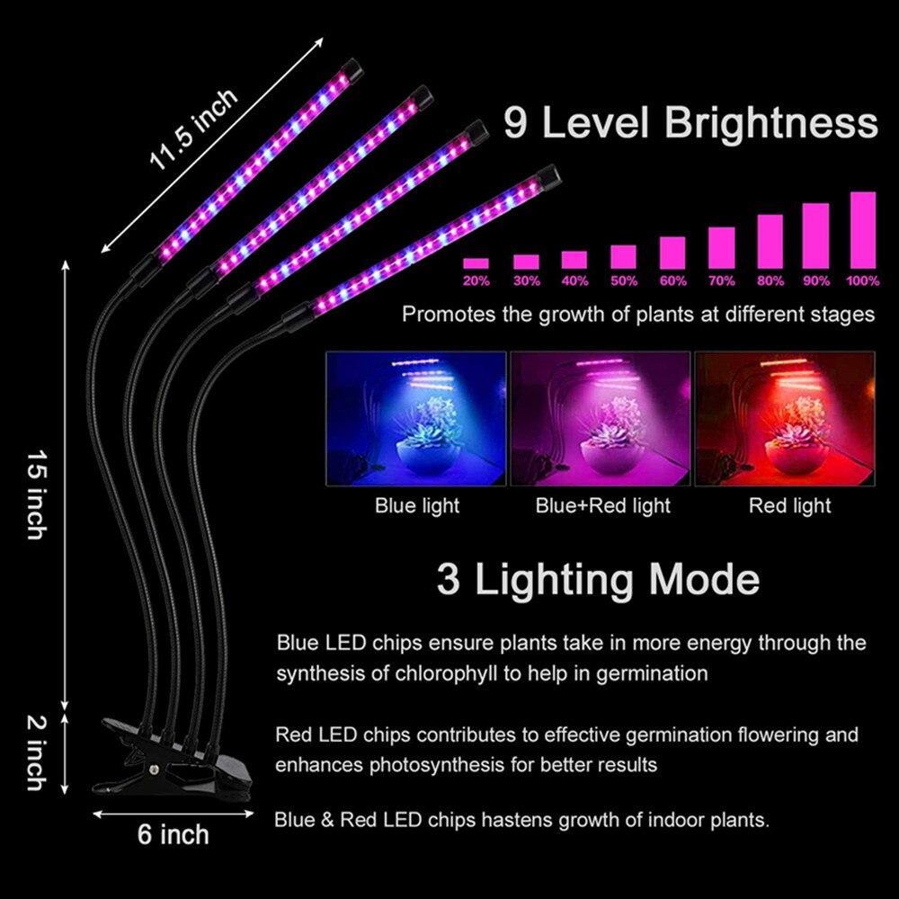 Phytolamp LED o pełnym spektrum z zegarem USB lampa stołowa do uprawy roślin warzywa kwiaty sadzonki 10W 20W 30W 40W