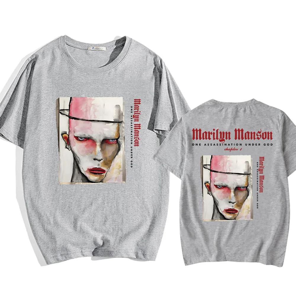 Marilyn Manson One Assassination Under God Charter 1 T-shirt 2025 European Tour Print Men Women Tshirt Cotton Short Sleeve Shirt