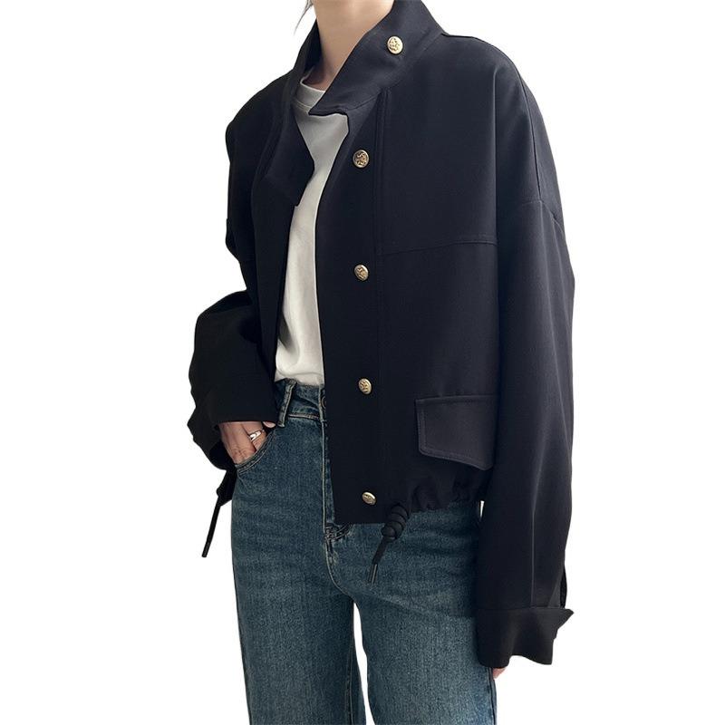 Корейский стиль ретро короткая куртка-бомбер пальто женская весенняя новая свободная — фото 6