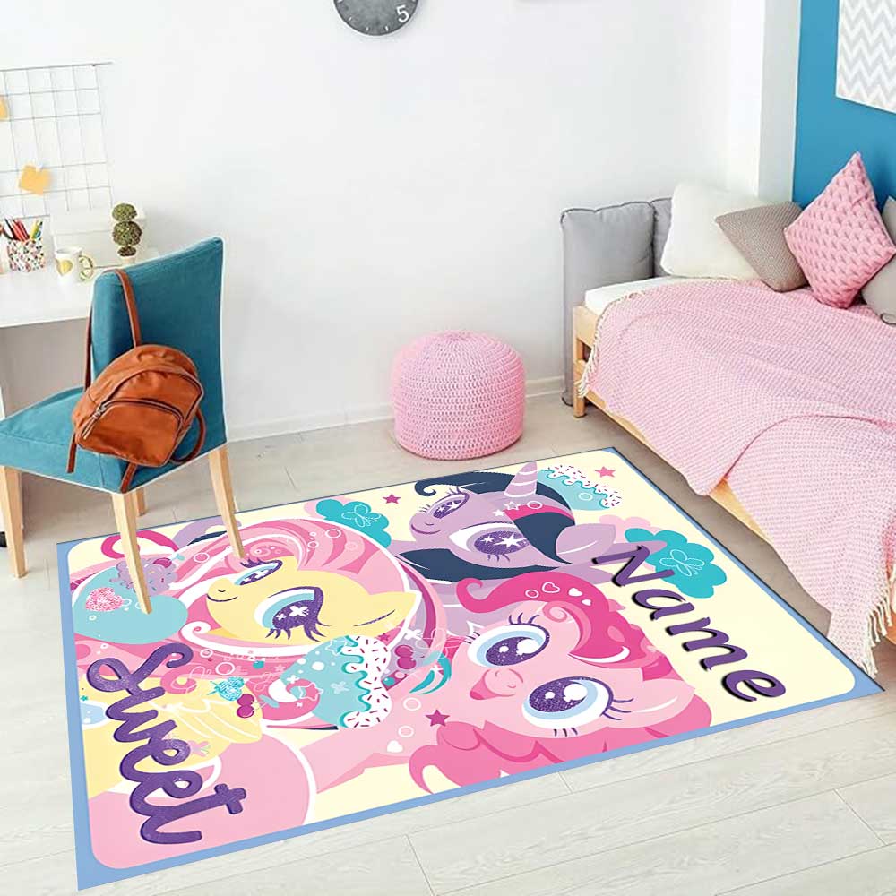Little Pony (8) Customize your name rug, office chair cushion, home bedroom living room gift.