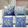 Floral Patterned Cushions Blue with Bird Design Polyester Pillowcase, Sofa Decorative Cushion Cov Headboard Pillow