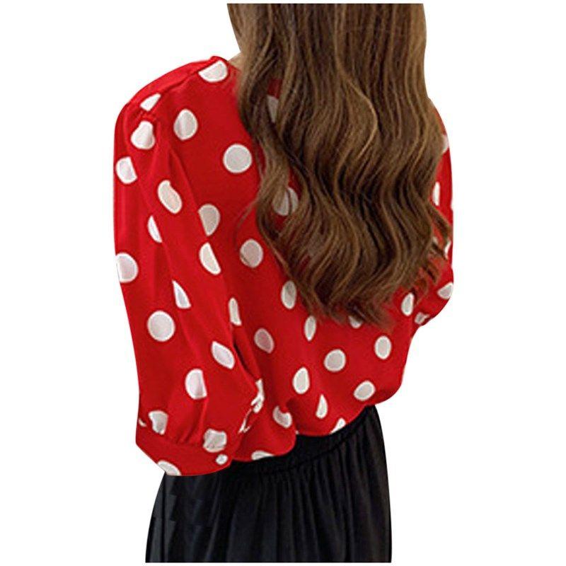 Blouse Women's Fashion Casual Short Sleeve Polka Dot O-n