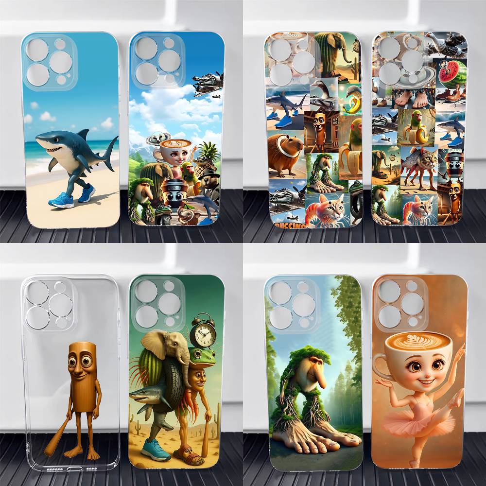 Tung Sahur Tralalero Tralala Phone Case For iPhone 17,16,15,14,13,12,11 Pro,Max,Plus,X,XS,XR,SE4,E Mini Transparent Soft Cover