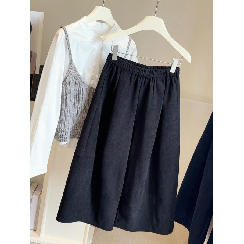 Neue hohe Taille lockere Mode vielseitig weites Bein lässige Acht-Punkt-Hose Damen Herbst und Winter Cordhosen