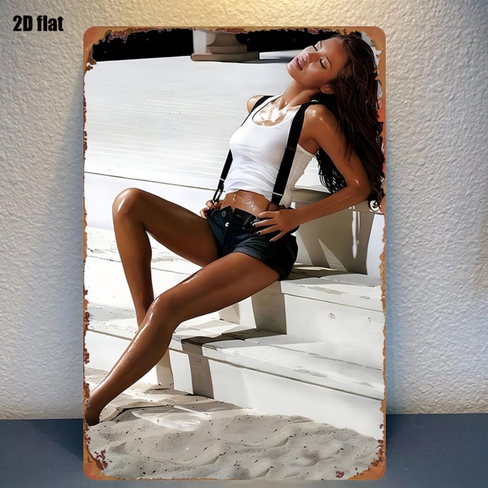 

Metal Sign Summer Beach Scene 8x12 Inch Waterproof Wall Art with Pre-Drilled Holes for Living Room Bedroom Decor 20x30cm