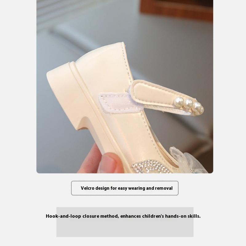 Spring and Autumn New Fashion Trend Rhinestone Girls Comfortable Soft-soled Leather Shoes