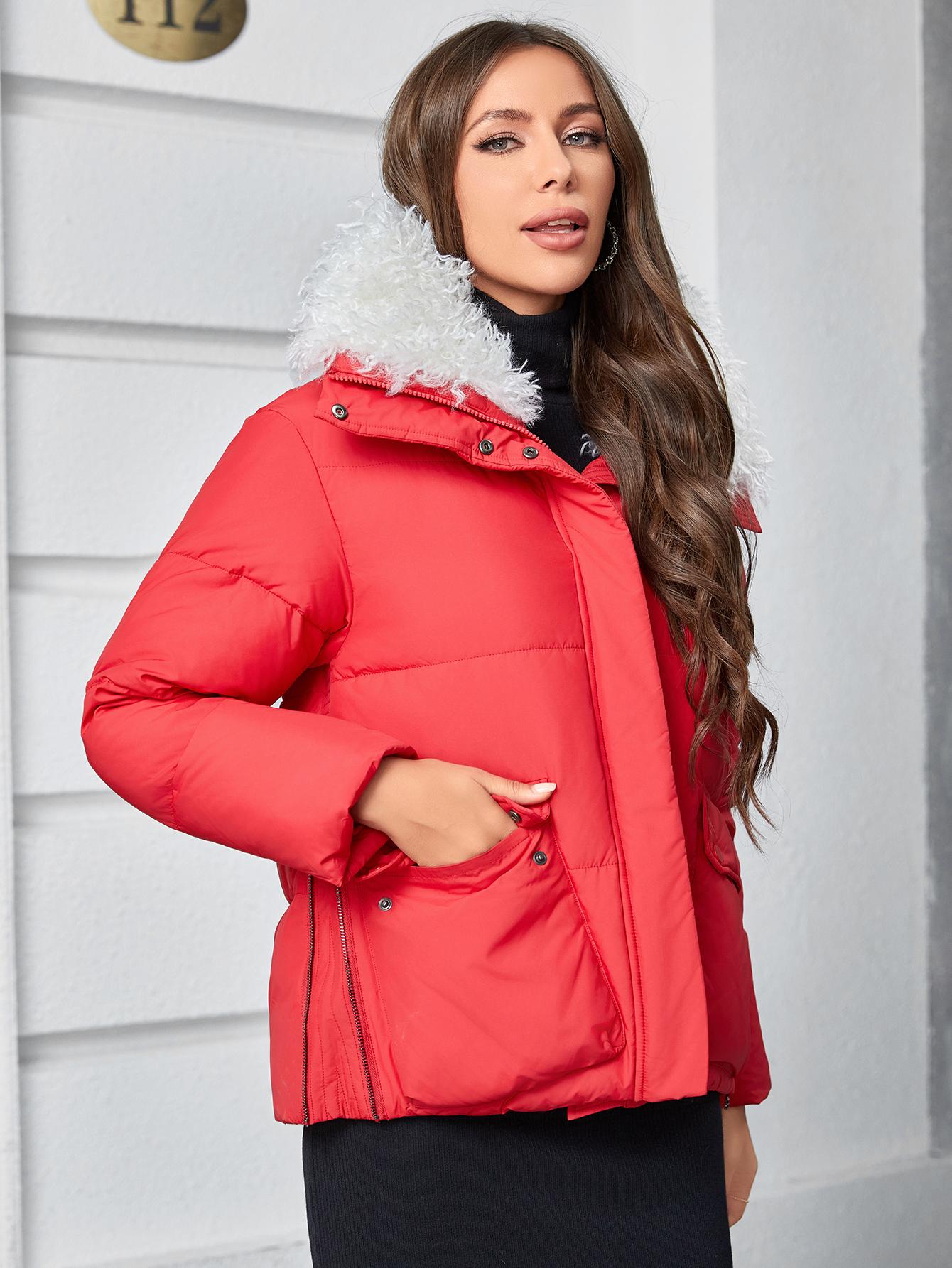 

Cinemore Модные зимние парки женские с коротким меховым воротником тонкий повседневный теплый пуховик с капюшоном женские пальто 83919 M