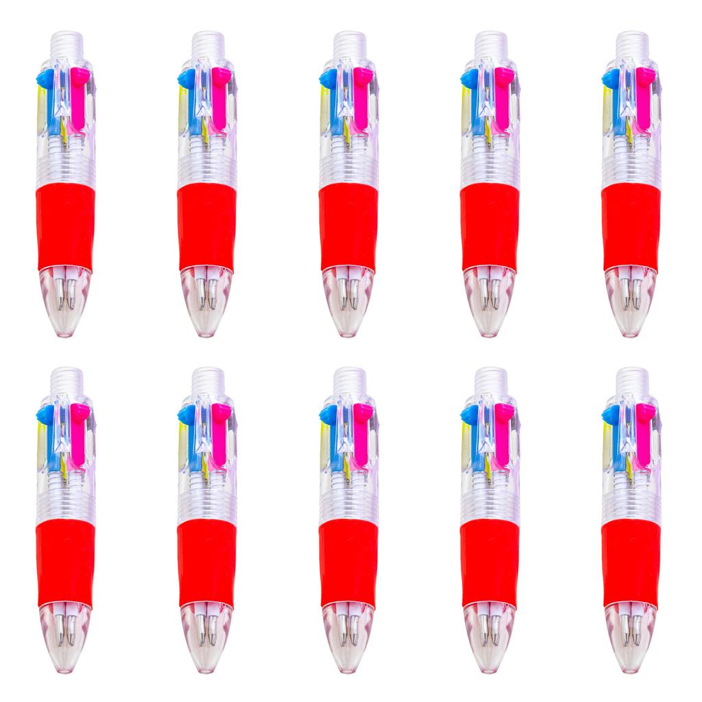 10 Pcs Multicolor Pen 4 In 1 Retractable Ballpoint Pen Small Ballpoint Pen School Office Supplies for Writing