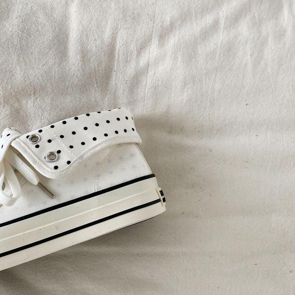 Women's Spring/Autumn Thick-Soled Foldable Canvas Skate Shoes - Dopamine White