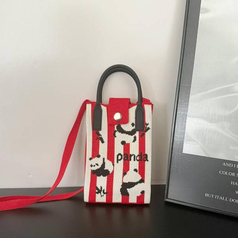 Spring New Mobile Phone Bag Flying Woven Bag Casual Women's Bag Bright Bear Versatile Knitted Bag Dopamine Small