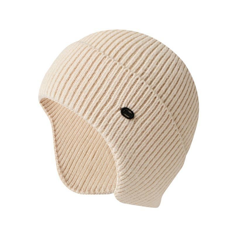 Autumn and Winter Knitted Hats Men and Women Solid Color Thermal Ear Caps Outdoor Riding Wool Caps Ski Pullovers