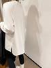 Women's White Embroidered Lazy Style Round-Neck T-shirt, Autumn/Winter 2025, Plus Velvet Slit Base Layer