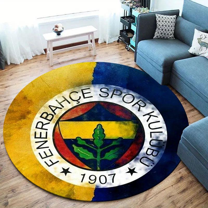Fenerbahçe Sports Club Round Area Rug,Carpet Rug for Living Room Bedroom Sofa Playroom Decor,Non-slip Floor Mat