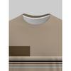 Herren Rundhals Langarm T-Shirt mit einfachem geometrischem Streifen-Patchwork Lässiges Vielseitiges Oberteil Mode Trendige Basisschicht