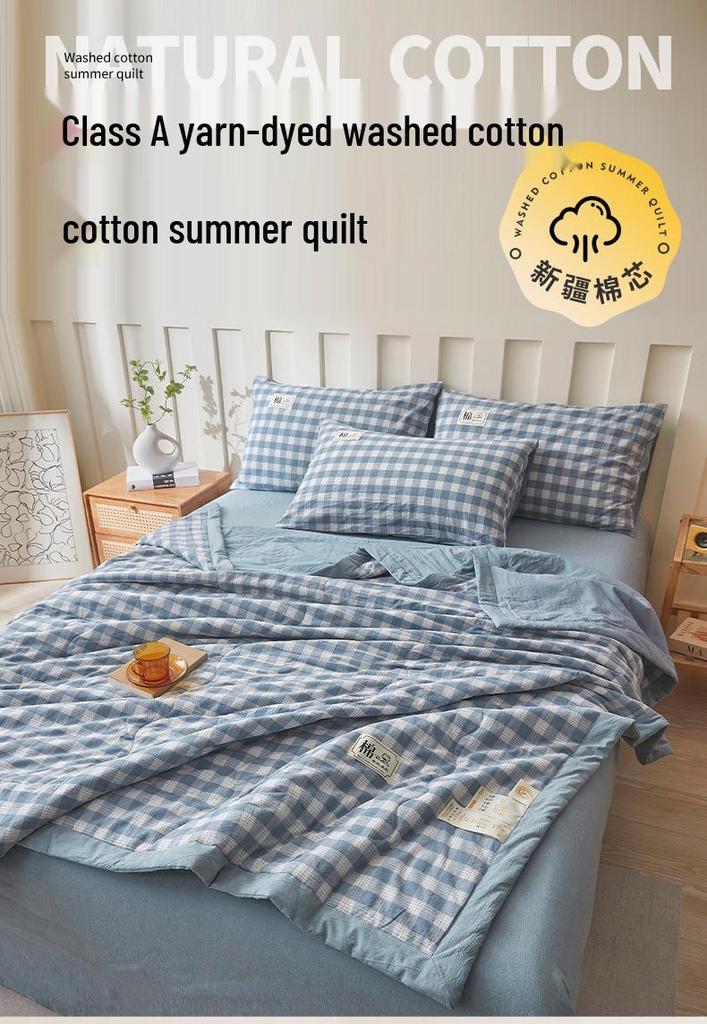 Muji-style Pure Cotton Summer Quilt – All-Cotton, Machine Washable Air Conditioning Quilt for Dorms