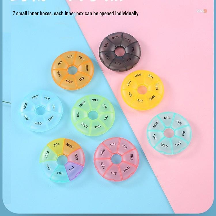 Colorful Seven-Day Moisture-Proof Pill Organizer - Large Capacity, Portable Medicine Box with 7 Compartments